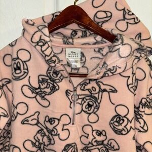 Disney Mickey Mouse 1/4 Zip  Fleece Hoodie Jacket Light Pink Size S/CH (3-5)